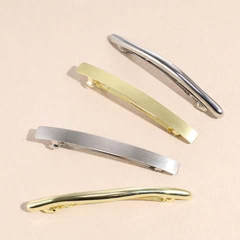 Minimalista Clip a Molla in Lega per Capelli da Donna Vintage Geometrico Forcina Metallo Spazzolato Finitura Lucida Accessori Capelli