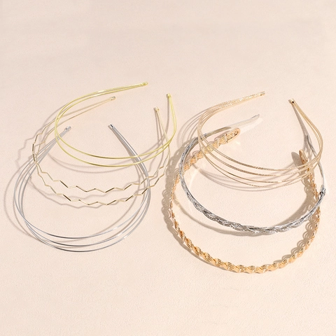 Minimalist Alloy Metal Headband For Women Vintage Gold Silver Double Row Artificial Pearl Rhinestone Chain Hair Hoop Headpiece Jewelry