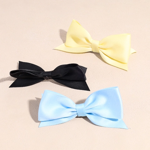 Koreaanse Zoete Satijn Strik Haarclips Voor Vrouwen Handgemaakt Elegant Lint Snavelclips Haar Accessoires