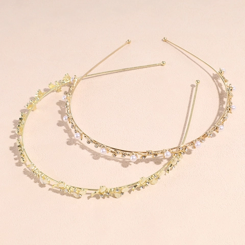 Elegante Cerchietto in Lega con Strass e Perle Artificiali Sottile Oro Argento Farfalla Stella Fiore Lettera d'Amore Capelli Donna Gioielli