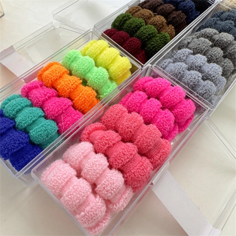 Handgemachte Hochelastische Handtuch-Stoff Haargummis Farbverlauf Ponytail Halter Für Damen Mädchen Täglich Haarschmuck Bunt