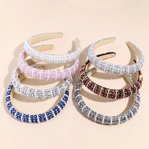 Cerchietto Imbottito Barocco per Donna Lusso Strass Perla Artificial Spugna Cerchietto Capelli Vintage Fascia per Capelli Spessa Accessori Moda