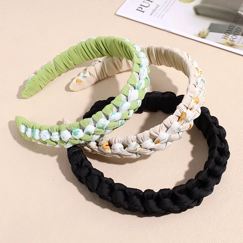 Koreanischer Stil Stoff Geflochtenes Stirnband Gedrehtes High Top Haarband Elegante Haaccessoires Für Damen Tägliches Gesichtswaschen