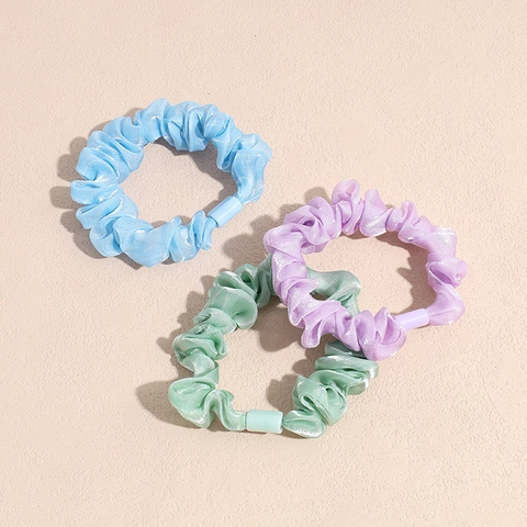 Elegant Satin Pleated Scrunchies Sweet Candy Color Elastic Hair Bands For Women Girls Decorative Ponytail Holder Hair Ties