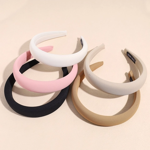 Cerchietto Imbottito in Spugna Tinta Unita Donna Tessuto Twill Fascia per Capelli Spessa Stile Retrò Francese Accessori Capelli