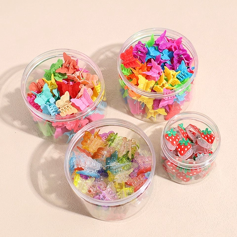 Mini Butterfly Strawberry Flower Hair Claw Clips Set For Kids Girls Colorful Plastic Hairpins Small Grabs Accessories
