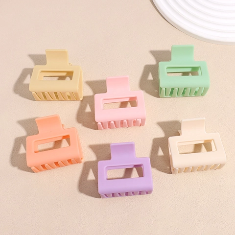 Pinza de Pelo Cuadrada Mate Minimalista Color Macaron Pinza Geométrica Hueca Accesorio para Coleta Alta Mujer