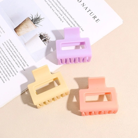 Pinza de Pelo Cuadrada Mate Minimalista Color Macaron Pinza Geométrica Hueca Accesorio para Coleta Alta Mujer