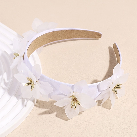 Handgefertigter Weißer Stoff Haarreif Mit Großen Chiffon Blumen Eleganter Übergroßer Floraler Haarreifen Für Damen Hochzeit Party Schmuck
