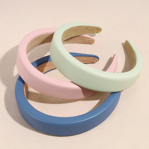 Cerchietto per Capelli in Pelle PU e Spugna in Stile Francese per Donna Tinta Unita Cerchio per Capelli Ispessito con Cima Alta Accessori per Capelli Coreani