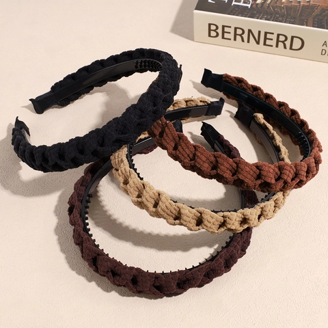 Damen Vintage Geflochtenes Hohes Stirnband Handgefertigtes Gewebtes Stoff Haarband Rutschfest Täglicher Haarschmuck