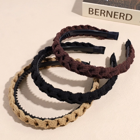 Damen Vintage Geflochtenes Hohes Stirnband Handgefertigtes Gewebtes Stoff Haarband Rutschfest Täglicher Haarschmuck