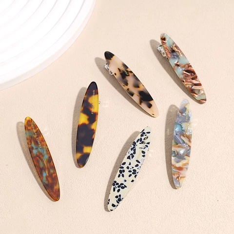 French Vintage Acetate Hair Clip Tortoiseshell Marble Pattern Handmade Duckbill Hairpin Minimalist Hair Accessories For Women