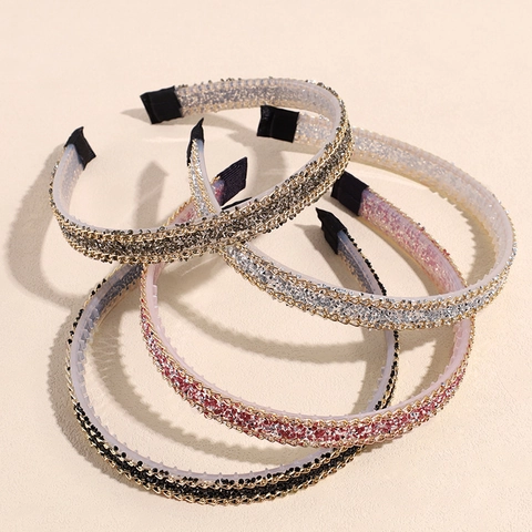 Mode Koreaanse Stijl Strass Ketting Gevlochten Haarband Voor Dames Antislip Haarkrone Met Tanden Hars Plastic Haaraccessoires
