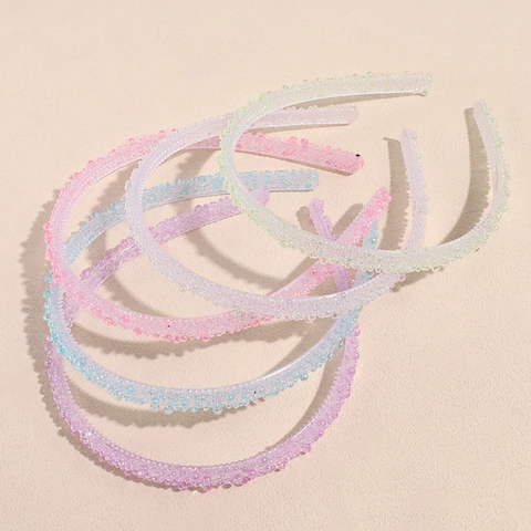 Serre-tête en Strass Colorés et Perles de Gelée Cerceau à Cheveux en Plastique Résine Femme Style Coréen Doux Accessoires Cheveux