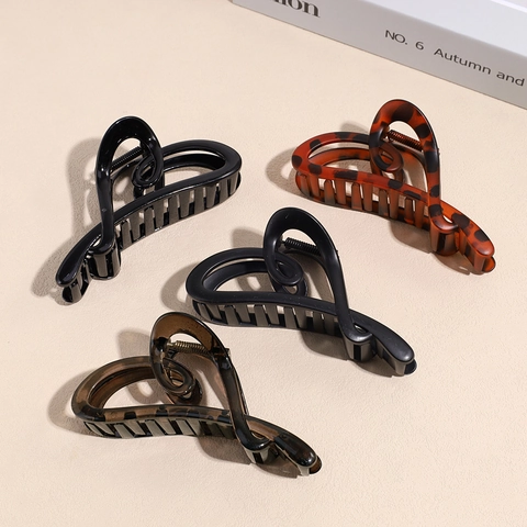 Grandi Mollette Per Capelli a Cuore Per Donna Ragazza Opache Lucide in Plastica Clip a Squalo Leopardate Accessori Capelli