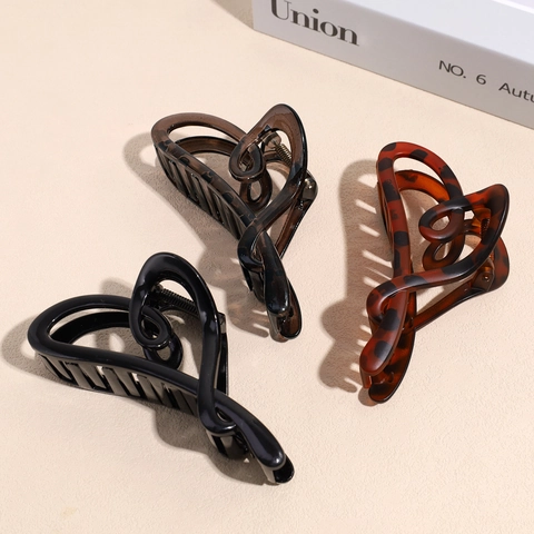 Grandi Mollette Per Capelli a Cuore Per Donna Ragazza Opache Lucide in Plastica Clip a Squalo Leopardate Accessori Capelli