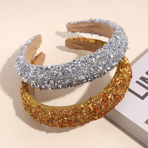 Cerchietto Imbottito Vintage Coreano Strass Perla Artificiale Fascia per Capelli per Donna Accessori Moda per Capelli