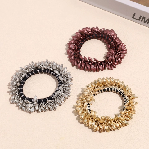 Coleteros Elásticos De Espigas De Trigo De Moda Coreana Para Mujer Sujetador De Coleta Color Metálico Retro Accesorios