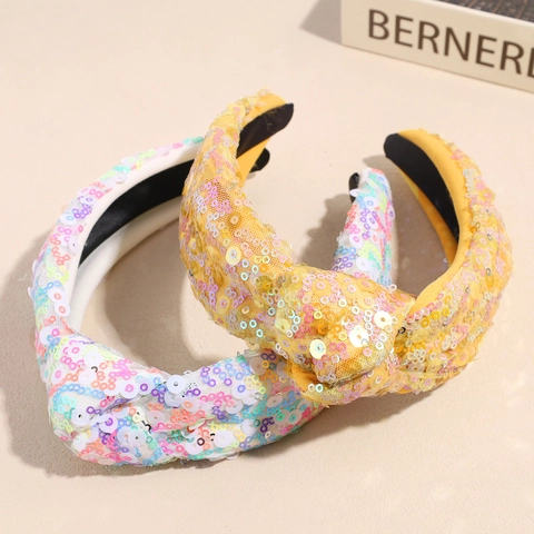 Damen Mode Pailletten Knoten Stirnband Glänzend Breit Glitzernd Top Knot Haarband Party Täglich Fee Haarschmuck Für Mädchen