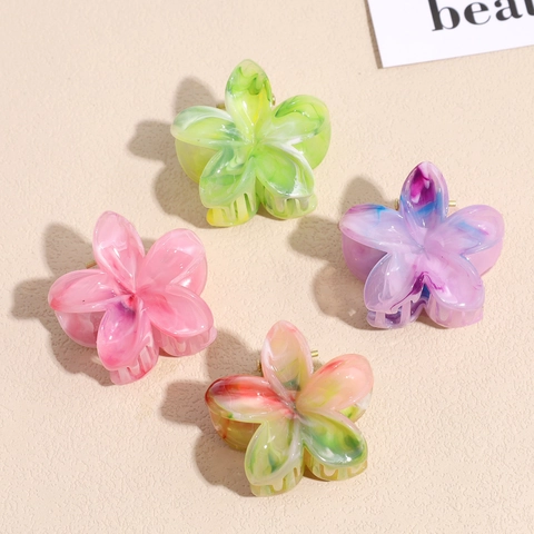 Elegante Haarspange aus Acetat Marmor Blume Farbverlauf Floral Shark Clip Mode Rutschfest Damen Haarschmuck Für Den Alltag