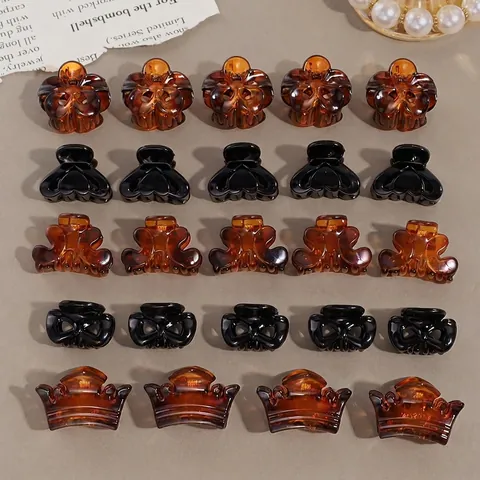 Moda Simpatici Mini Mollette per Capelli in Plastica a Forma di Corona Cuore Fiore Piccoli Fermagli per Donna Ragazze Accessori
