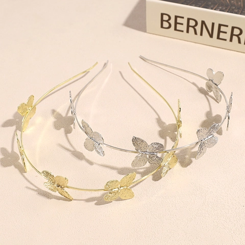 Eleganter Legierung 3D Schmetterling Haarreif Metallische Textur Haarschmuck Handgefertigter Kopfschmuck Für Damen Fotografie Party