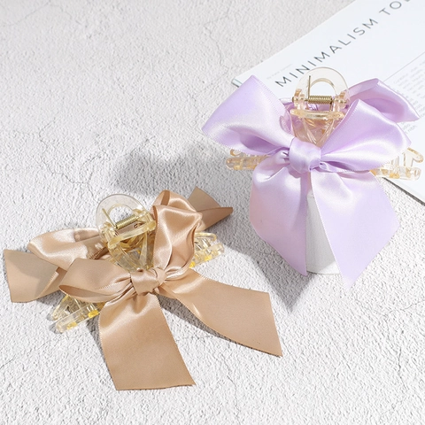 Französische Elegante Satin Schleife Haarkralle Clip Für Damen Große Band Hai Clip Koreanischen Stil Haarschmuck Handgemachte Satin Kopfschmuck