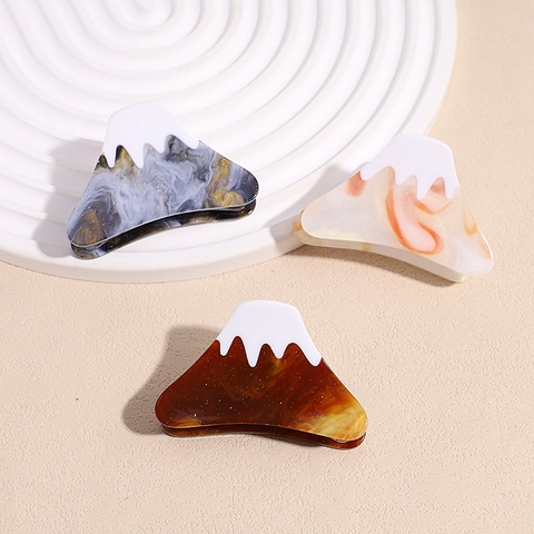 Pinza para el Pelo Montaña Nevada Mount Fuji Acetato Mármol Degradado Pinza para el Pelo Estilo Invernal Accesorios para Mujer