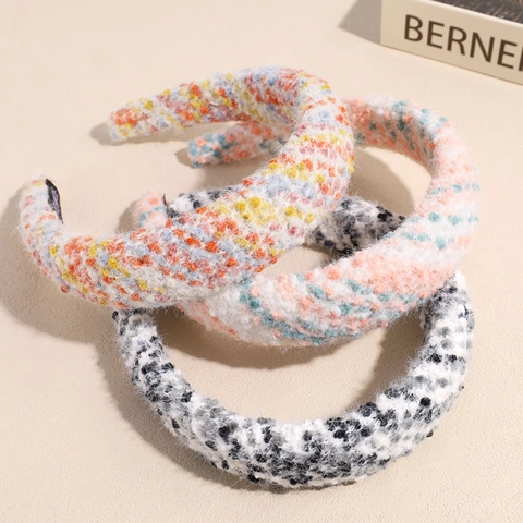 Dames Pluche Boucle Gewatteerde Brede Haarband Hoge Top Winter Dikke Warme Haarband Koreaanse Zoete Handgemaakte Haaraccessoires