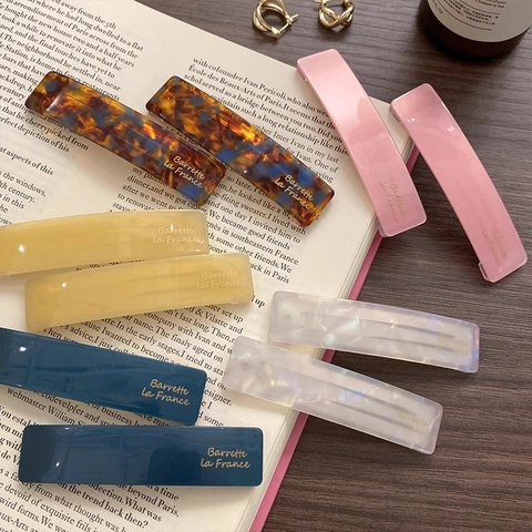 Pinzas para el Cabello Rectangulares de Acetato Retro Francés Estampado Letras Patrón Mármol Accesorios de Horquilla para Mujer