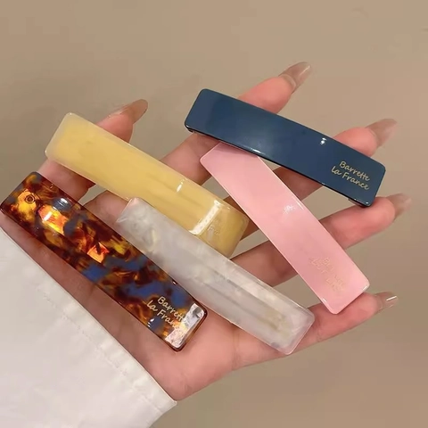 Pinzas para el Cabello Rectangulares de Acetato Retro Francés Estampado Letras Patrón Mármol Accesorios de Horquilla para Mujer