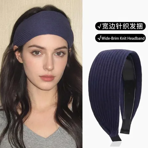 Diadema de Mujer Minimalista de Punto Acanalado de Ala Ancha Moda de Otoño Invierno Color Sólido Banda Elástica Accesorios para el Cabello