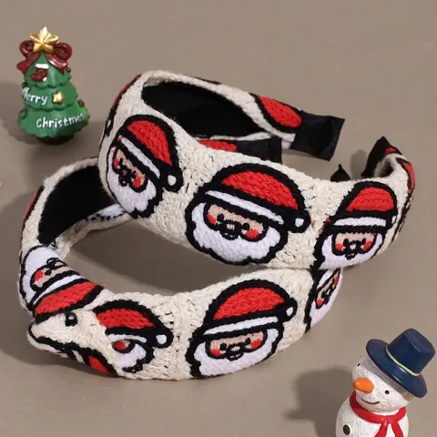 Knitted Christmas Santa Claus Wide Headband For Women Knotted Flat Festival Hair Accessories Warm Winter Fashion Hair Hoop