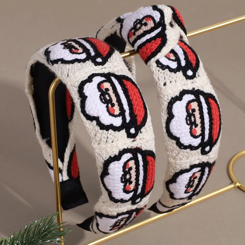 Knitted Christmas Santa Claus Wide Headband For Women Knotted Flat Festival Hair Accessories Warm Winter Fashion Hair Hoop