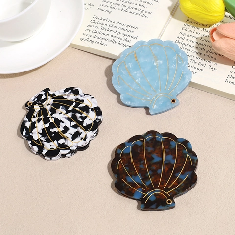 French Vintage Shell Shape Acetate Folding Pocket Mirror Portable Mini Makeup Mirror For Women High-End Travel Vanity Mirror