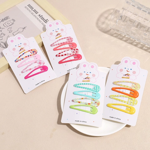 Zoete Leuke Waterdruppel Haarspelden Voor Meisjes Kinderen Fruit Stippen Ruitjes Print Metalen Snap Clips Baby Haaraccessoires Sieraden
