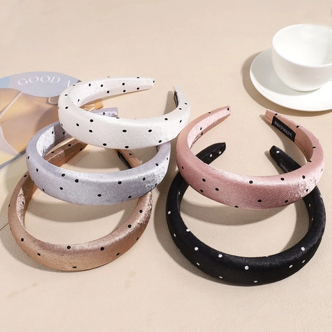 Cerchietto Imbottito in Satin a Pois per Donna Fatto a Mano in Tessuto Accessorio per Capelli alla Moda Cerchietto