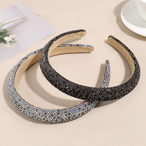 Handgefertigt Polstert Strass Haarreif Für Damen Funkelnde Kristall Stirnband Koreanischen Stil Mode Haarschmuck Silber Schwarz