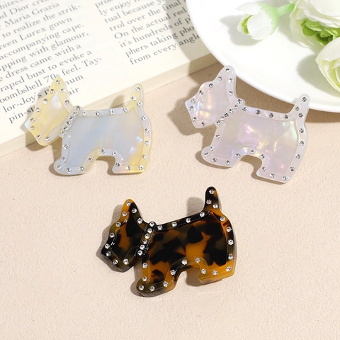 Pinza para el Cabello de Perro de Acetato Con Diamantes de Imitación Linda Pinza de Pico de Pato Estilo Coreano Leopardo Accesorios para el Cabello