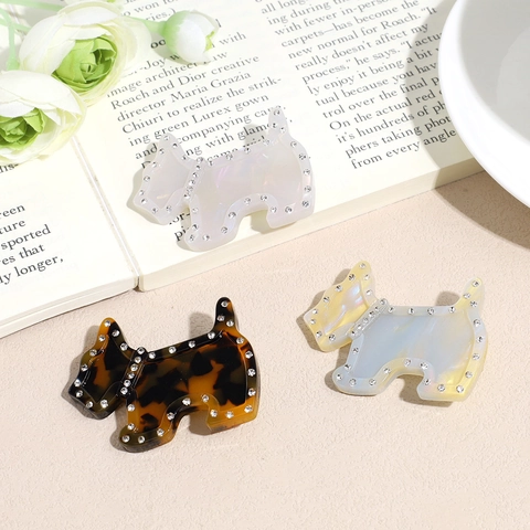 Pinza para el Cabello de Perro de Acetato Con Diamantes de Imitación Linda Pinza de Pico de Pato Estilo Coreano Leopardo Accesorios para el Cabello
