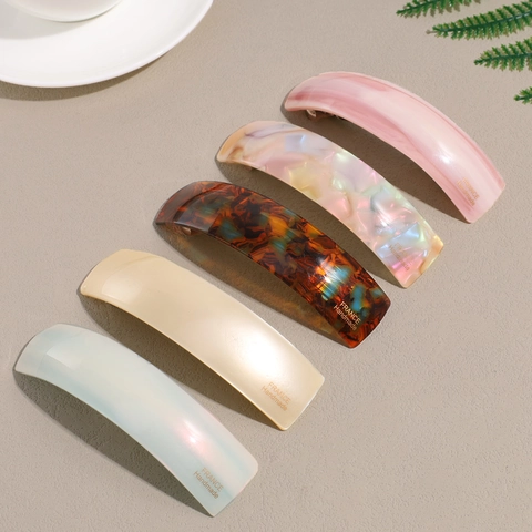 Elegant Acetate Marble Texture Spring Hair Clip For Women French Style Handmade Tortoiseshell Barrette Styling Accessory