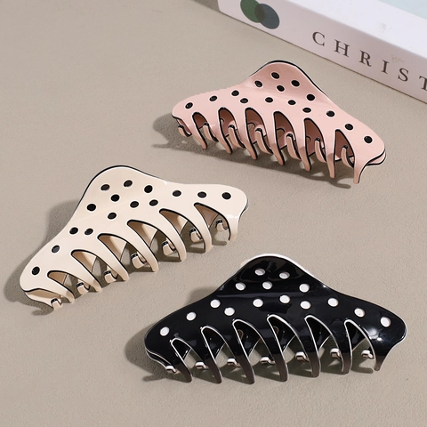 Elegante Pinza per Capelli Francese con Pois Grande in Acetato di Cellulosa per Capelli Folti Accessori Donna