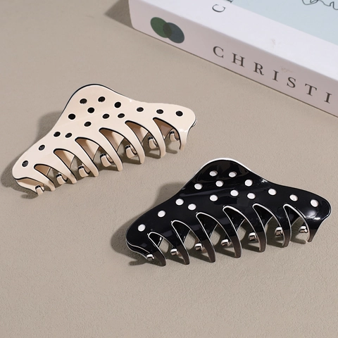 Elegante Pinza per Capelli Francese con Pois Grande in Acetato di Cellulosa per Capelli Folti Accessori Donna