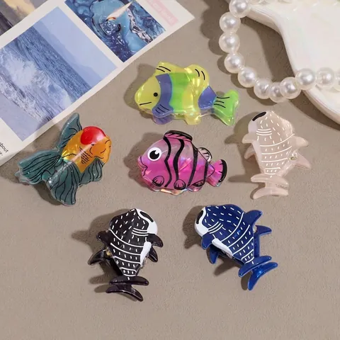 Oceaan Thema Tropische Vis Dolfijn Celluloseacetaat Haarklem Schattige Cartoon Zeedier Mini Haarspeld Voor Meisjes Kinderen Dagelijkse Haaraccessoires