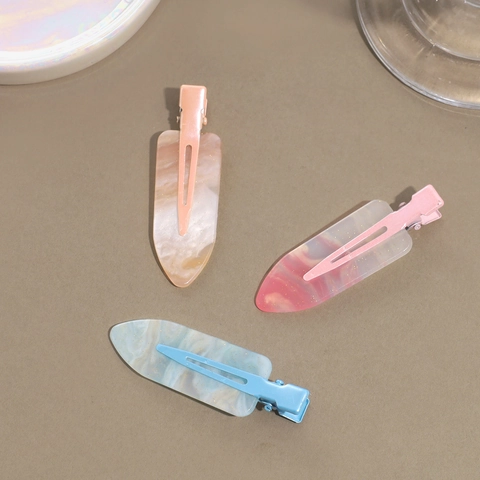 Marmor Textur Entenschnabel Haarspange Süß Ohne Spuren Seitenclip Klein Frisch Make Up Haarklammer Für Damen Mädchen Mode Haar Zubehör Kunststoff Legierung