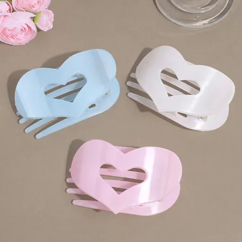 Herzförmige Flache Haarkralle PC-Material Rutschfester Großer Haarklammer Haarstyling-Zubehör Für Damen Eleganter Kopfschmuck