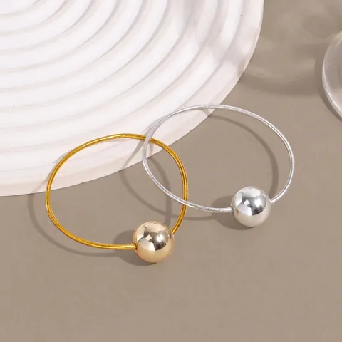 Minimalist High Elasticity Hair Ties Metal Ball Decoration Gold Silver Nylon Hair Rope Scrunchies Fashion Hair Accessories