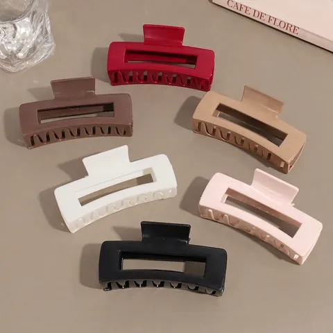 Pinza de Pelo de Tiburón de Silicona Grande Geometría Hueca Rectángulo Quilla Pinza de Pelo de Plástico Mate Suave Tocado para Mujeres