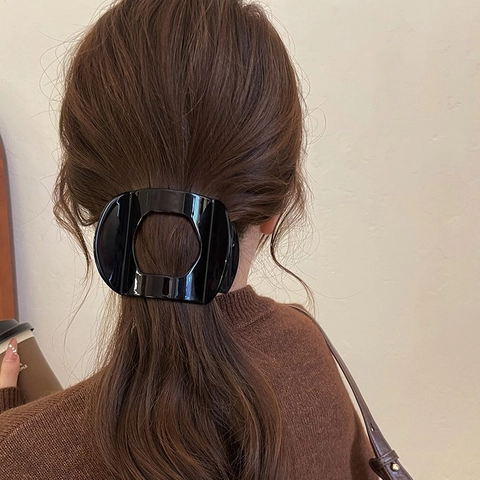 Vintage Leopardenmuster ABS Haarklammer Große Matte Flache Entenschnabelklammer Mode Haarschmuck Für Damen Tägliches Styling